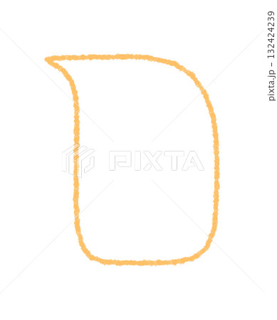 Hand drawn crayon speech balloon with round rectangle contour. Fluid sticker text bubble for chat, message and comment. Simple orange graphic form suits as creative communication element. Hand drawn crayon speech balloon with round rectangle contour. Fluid sticker text bubble for chat, message and comment. Simple orange graphic form suits as creative communication element. 132424239