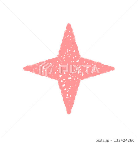 Pink chalk firework star sketch style icon. Magic burst as festive symbol with soft sparkle. Graphic look, with artistic star element, playful mood and modern icon concept in pink for any celebration 132424260
