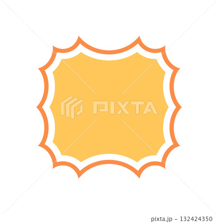 Groovy funky rectangle border with wavy scallop outline in retro style. Frame background with bold shape and graphic y2k edge. Artistic outline form in orange for stylish, modern creative visuals. Groovy funky rectangle border with wavy scallop outline in retro style. Frame background with bold shape and graphic y2k edge. Artistic outline form in orange for stylish, modern creative visuals. 132424350