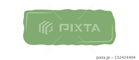 Green wavy hand drawn sticker patch as an organic quote banner. Rectangle label shape with soft textbox form as creative background for messages or notes, ideal for abstract design and mockup 132424404