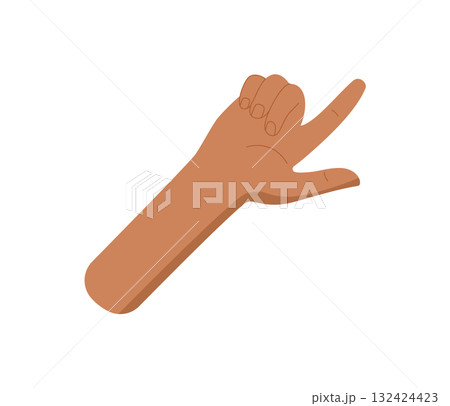 Cartoon flat black hand with raised fingers showing the number two sticker. Bare palm displays a common gesture for 2. Visual style is simple and minimal, focusing on human anatomy and counting Cartoon flat black hand with raised fingers showing the number two sticker. Bare palm displays a common gesture for 2. Visual style is simple and minimal, focusing on human anatomy and counting 132424423