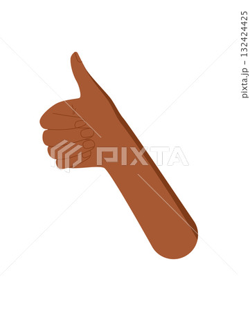 Raised flat hand with thumb gesture symbol in a diverse and human design. Flat illustration highlighting unity and communication. Creative concept for posters or banners. Raised flat hand with thumb gesture symbol in a diverse and human design. Flat illustration highlighting unity and communication. Creative concept for posters or banners. 132424425