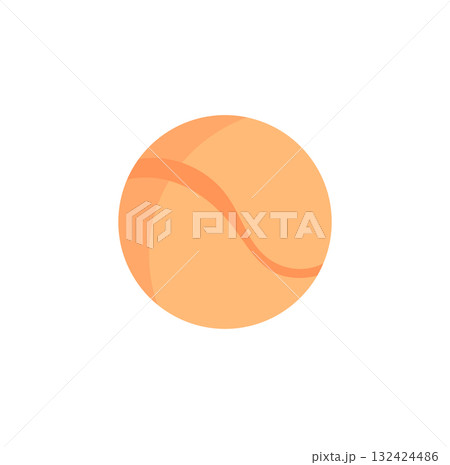 Cartoon flat tennis ball sticker in minimal style. Bright and trendy accessory for sport and fitness activities. Perfect for workout projects, gym equipment designs, or active lifestyle concepts. 132424486