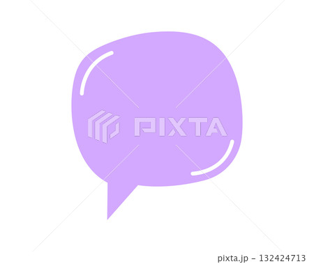 Empty purple speech bubble shape in doodle style. Communication balloon, textbox, quotation frame, message tag, comment label isolated on white background. Vector flat illustration Empty purple speech bubble shape in doodle style. Communication balloon, textbox, quotation frame, message tag, comment label isolated on white background. Vector flat illustration 132424713