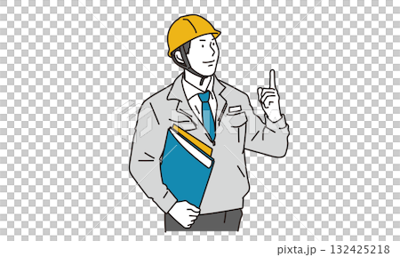 一名男性建築工人指點的插畫素材 一名男性建築工人指點的插畫素材 132425218