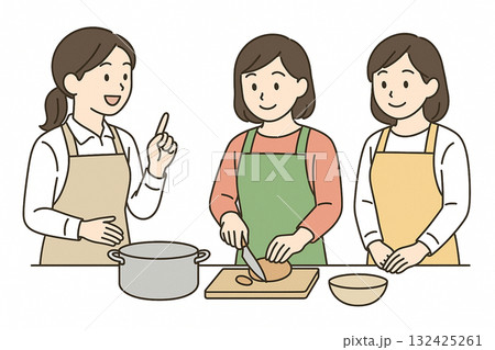 就労支援 お菓子を作っている様子のイラスト 就労支援 お菓子を作っている様子のイラスト 132425261