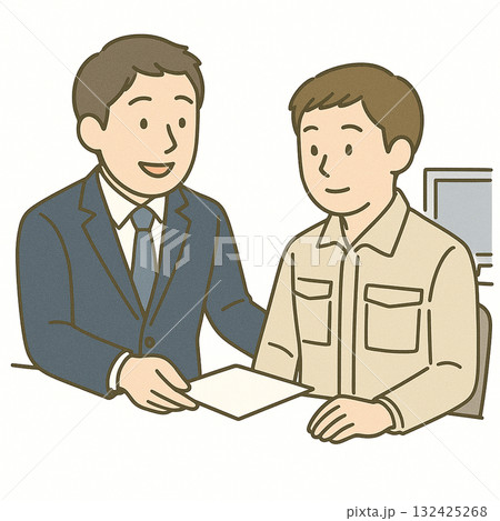 就労支援　支援員との相談している様子のイラスト 132425268