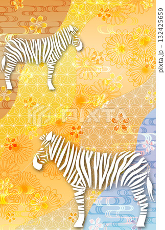 午　年賀状　干支　背景 132425659