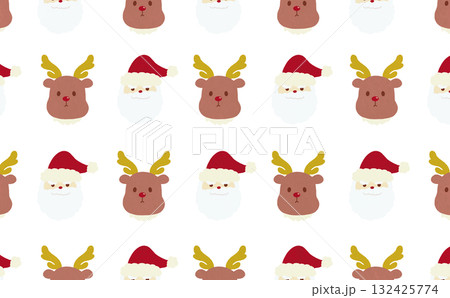 サンタとトナカイのパターン 132425774