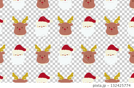 サンタとトナカイのパターン 132425774