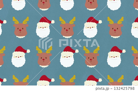 サンタとトナカイのパターン(ライトブルー) サンタとトナカイのパターン(ライトブルー) 132425798