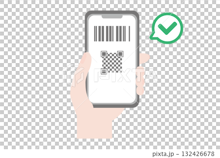 ORとバーコードの決済を利用するスマホと手 132426678