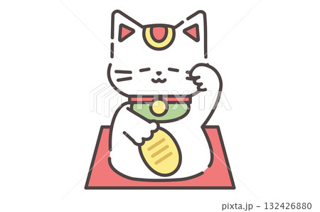 金運を招く右手の招き猫イラスト Lucky Maneki Neko with Coin 金運を招く右手の招き猫イラスト Lucky Maneki Neko with Coin 132426880