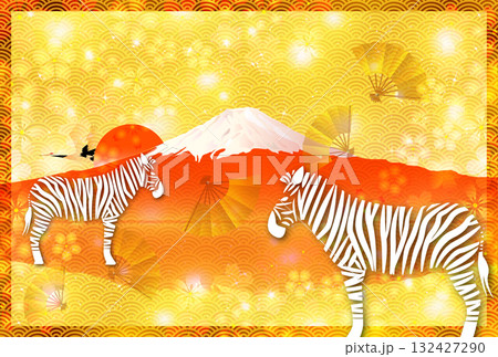 午　年賀状　干支　背景 132427290