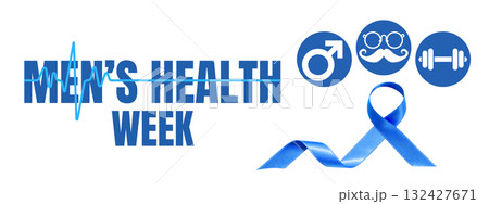 Men's Health Week visual in blue symbols, isolated, PNG Men's Health Week visual in blue symbols, isolated, PNG 132427671