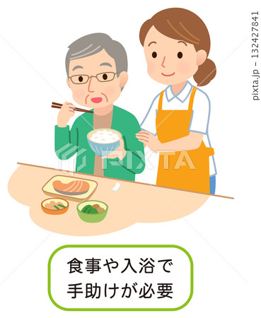 高齢者の食事を手助けする介護士 食事介助 介護 高齢者の食事を手助けする介護士 食事介助 介護 132427841