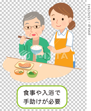 護理人員幫助老年人進餐、用餐協助、護理 132427841