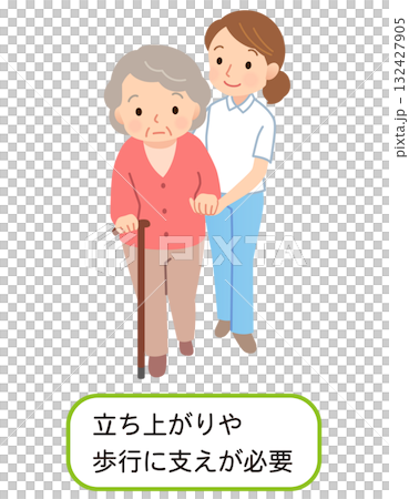 Elderly people walking with support/care 132427905