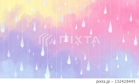 カラフルな雨、雨粒のイメージ カラフルな雨、雨粒のイメージ 132428445