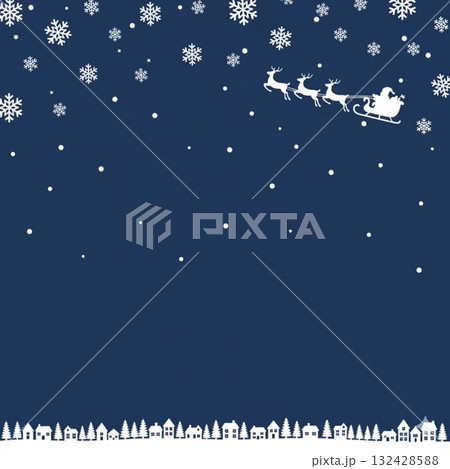 雪降る冬クリスマスの冬の街並み 132428588