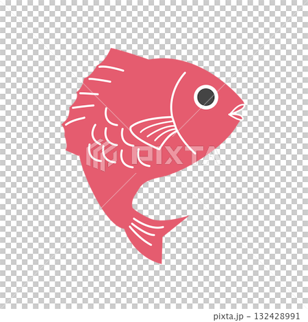 Sea bream illustration - Cute Japanese-style material that can be used as a lucky charm or for celebrations Sea bream illustration - Cute Japanese-style material that can be used as a lucky charm or for celebrations 132428991