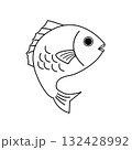 鯛のイラスト　縁起物やお祝いに使えるかわいい和風素材 132428992