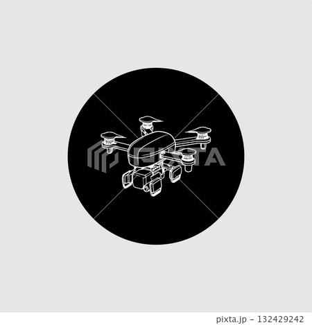 Air Technology Drone icon black circle background Air Technology Drone icon black circle background 132429242