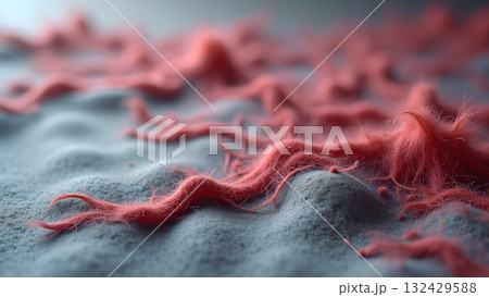 Intricate landscape of woven fiber structures creates an unusual perspective with a textured 132429588