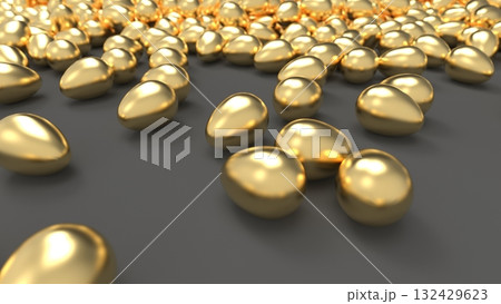 金のたまごCG 大量に転がる 人材流出イメージ パワーポイントタイトル レンダリングCG 背景 金のたまごCG 大量に転がる 人材流出イメージ パワーポイントタイトル レンダリングCG 背景 132429623