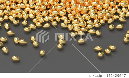 金のたまごCG　大量に転がる　人材流出イメージ　パワーポイントタイトル　レンダリングCG　背景 132429647