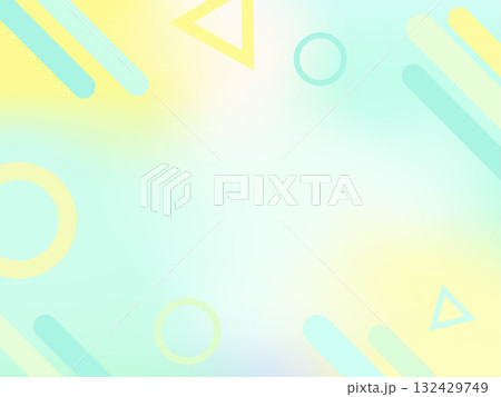 上品な幾何学模様入りパステルグラデ背景・グリーンとイエロー 上品な幾何学模様入りパステルグラデ背景・グリーンとイエロー 132429749