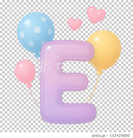 letter E with balloons  132429800
