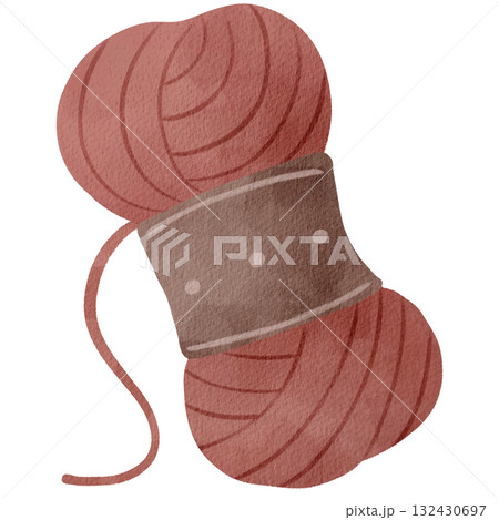 手書きの水彩で描いた毛糸のイラスト 手書きの水彩で描いた毛糸のイラスト 132430697