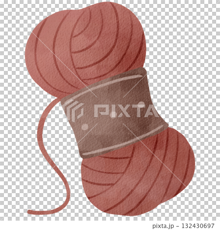 手書きの水彩で描いた毛糸のイラスト 手書きの水彩で描いた毛糸のイラスト 132430697