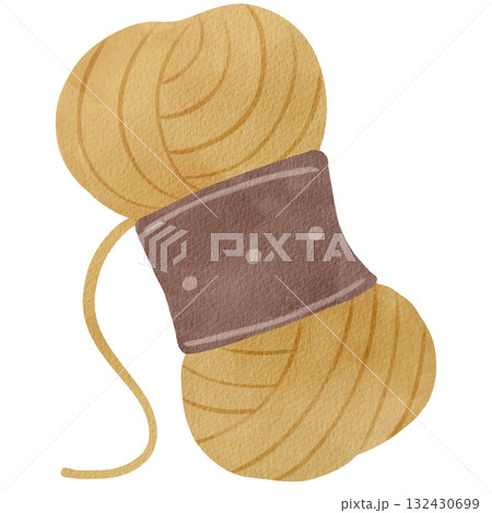 手書きの水彩で描いた毛糸のイラスト 132430699