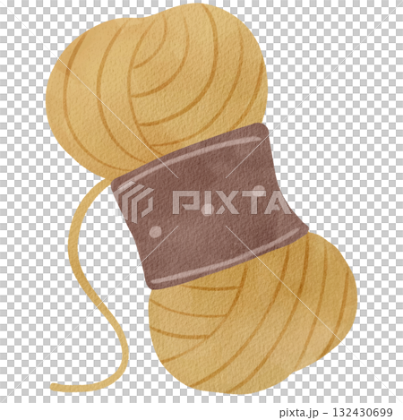 手書きの水彩で描いた毛糸のイラスト 132430699