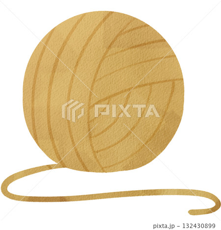 手書きの水彩で描いた毛糸玉のイラスト 132430899