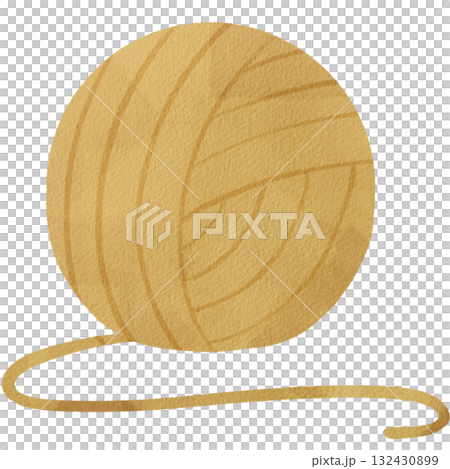 Hand-drawn watercolor illustration of a ball of yarn 132430899