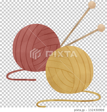 手繪水彩插圖的毛線球 132430909