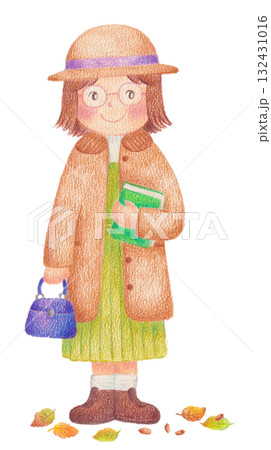 コートを着た女の子のイラスト コートを着た女の子のイラスト 132431016