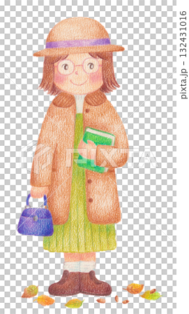 コートを着た女の子のイラスト コートを着た女の子のイラスト 132431016