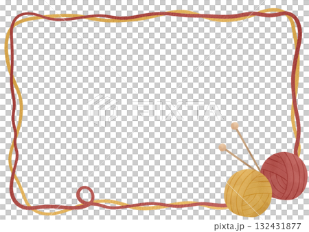 手書きの水彩毛糸のフレームイラスト 132431877