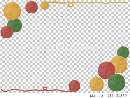 Hand-drawn watercolor yarn frame illustration Hand-drawn watercolor yarn frame illustration 132431879