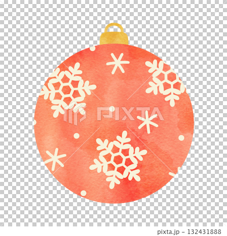 Hand-drawn watercolor illustration of ornament Christmas decoration Snowflake 132431888