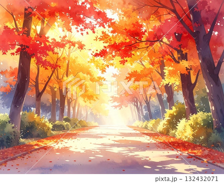 紅葉の並木道 132432071