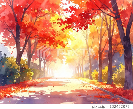 紅葉の並木道 132432075