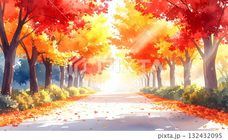紅葉の並木道 紅葉の並木道 132432095
