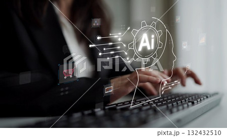 AI Brain Processing Data with Generative Artificial Intelligence Concept Muxer 132432510