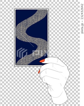 タロットカードを見せる手のイラスト 132432642