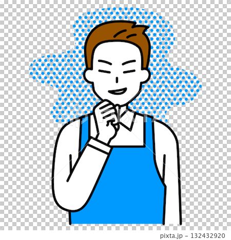 A man in an apron plotting something evil 132432920